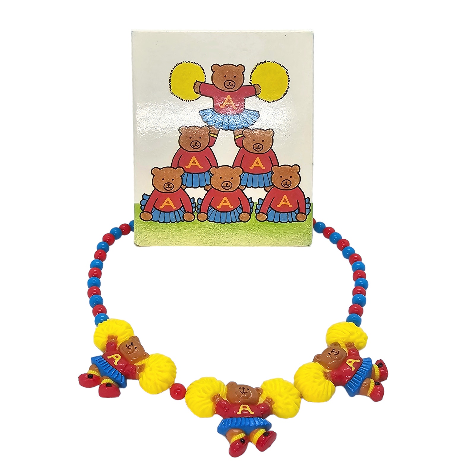 Cheerleader Necklace Kids Teddy Bear Child Vintage Avon 1988 Nib